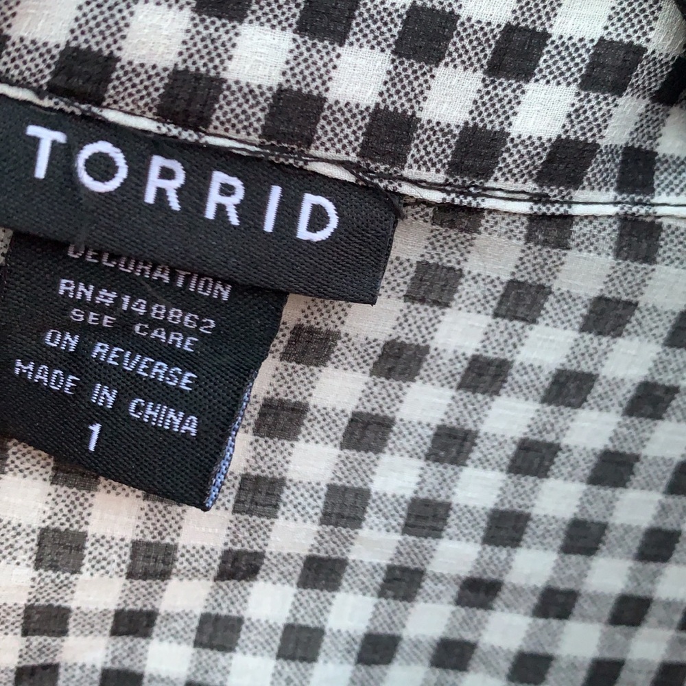 Torrid Gingham Check Ruffle Trim Button Down Top - image 3